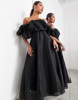 Thumbnail for your product : ASOS EDITION puff off-shoulder midi dress in black
