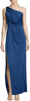 Thumbnail for your product : BCBGMAXAZRIA One-Shoulder Draped Gown, Blue Depths