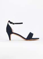 Thumbnail for your product : Evans EXTRA WIDE FIT Navy Strap Padded Kitten Heel Sandals
