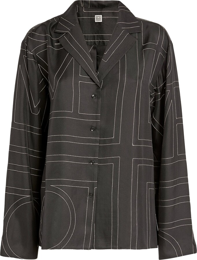 Totême Silk Embroidered-Monogram Shirt