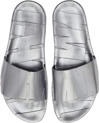Jimmy Choo Rey/M MRU Gunmetal Metallic Rubber Pool Sandals