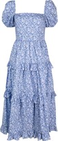 Floral-Print Puff-Sleeves Maxi Dress 