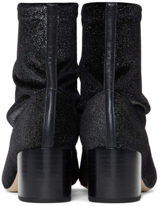 Repetto Black Glitter Velvet Ingrid Boots
