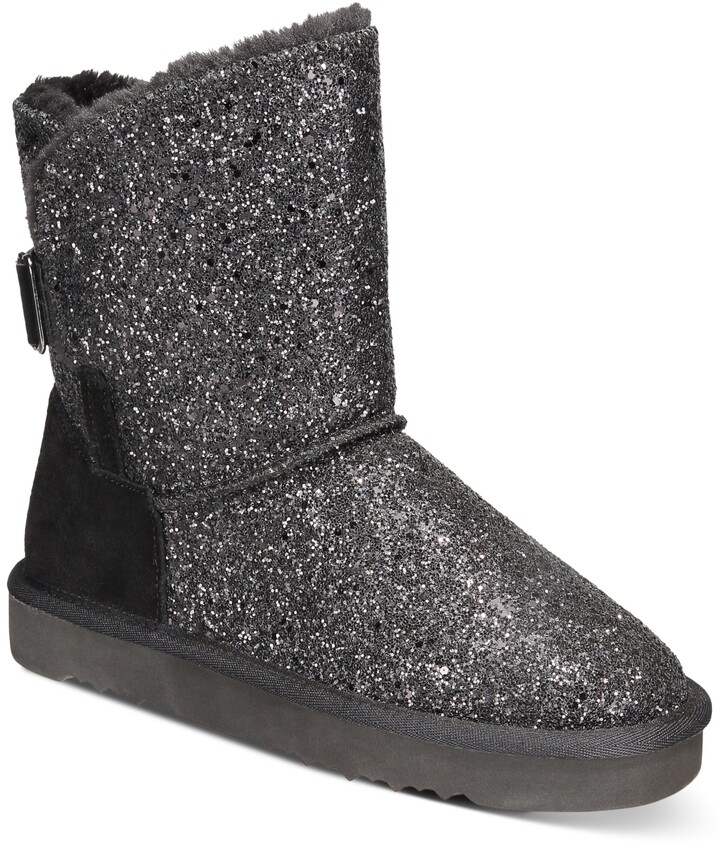 glitter fur boots