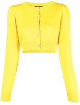 yellow cropped short sleeve cardigan