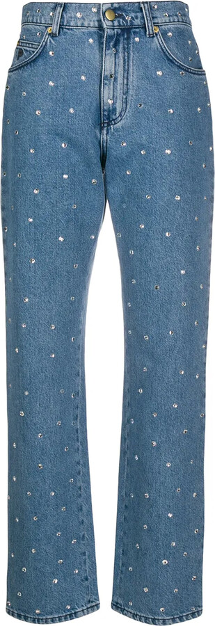 Philosophy di Lorenzo Serafini Crystal-Embellished High-Rise Straight-Leg Jeans