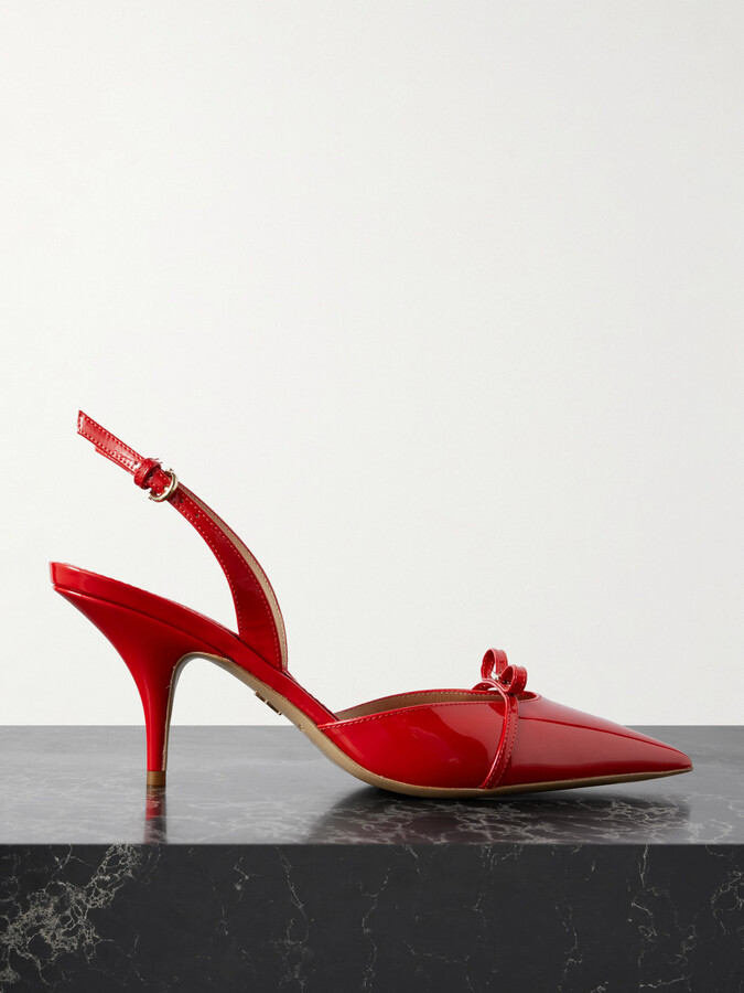 Ferragamo Gylla Bow-embellished Patent-leather Pumps - Red