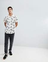 Thumbnail for your product : Brave Soul Revere Collar Miami Print Short Sleeved Shirt