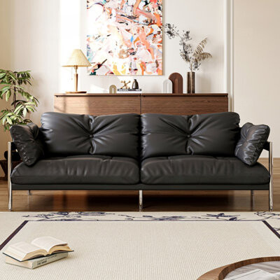 Orren Ellis Minimalist Bauhaus Black Sofa