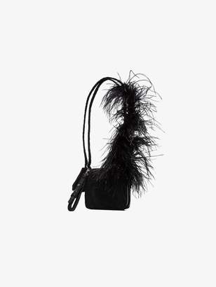 Marques Almeida black ostrich feather strap leather shoulder bag