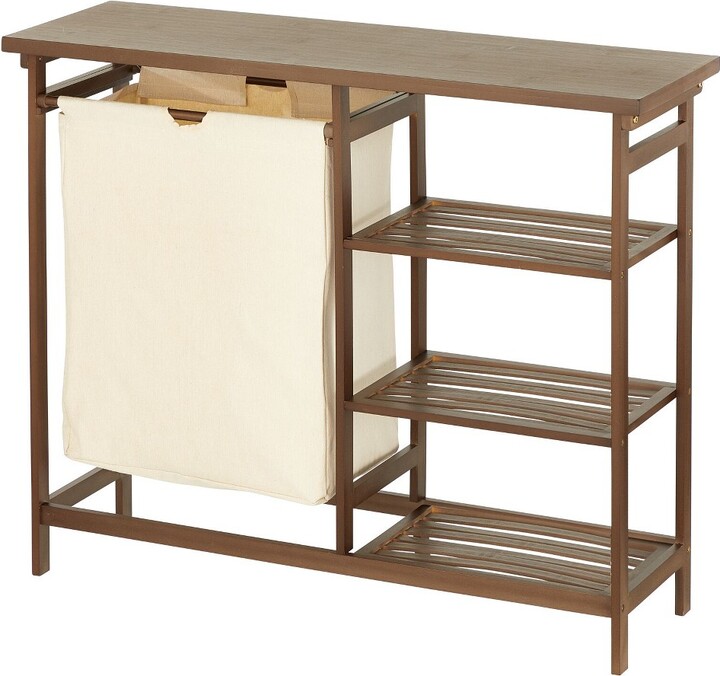 mDesign Bamboo Freestanding Laundry Furniture Storage & Hamper