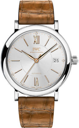 IWC IW458101 Portofino alligator-leather and diamond watch