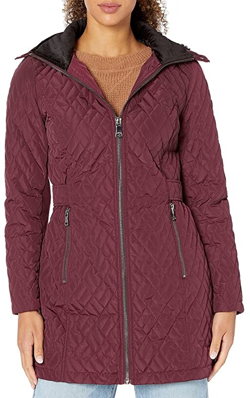 performance faux fur quilted walker jacket