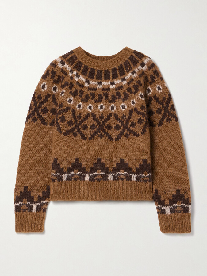 Frame Fair Isle Alpacablend Sweater Brown ShopStyle