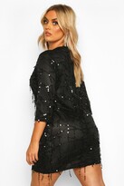 Thumbnail for your product : boohoo Plus Tassel Sequin Shift Dress