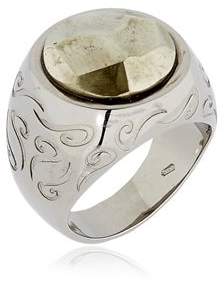 ara Engraved Ring With Pyrite