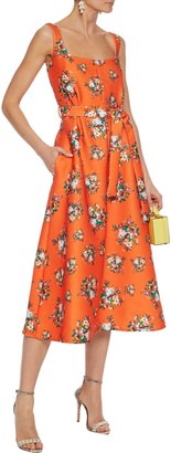 Emilia Wickstead Shaina Belted Floral-print Cloque Midi Dress
