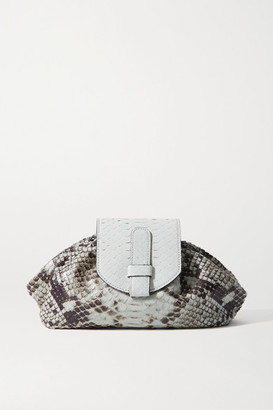 grey snake print clutch bag