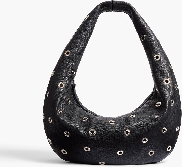 KHAITE Medium Olivia Hobo in Black Pebbled Leather with Grommets