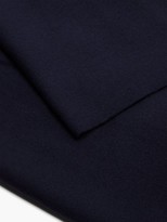 Thumbnail for your product : MAISON KITSUNÉ Tricolour-fox Fringed Wool Scarf - Dark Blue