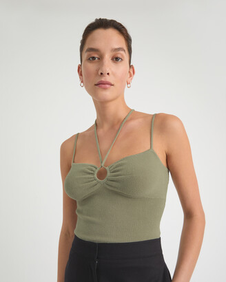 Witchery Women's Green Jumpers - Tie Gather Tank - Size One Size, XXS at The Iconic