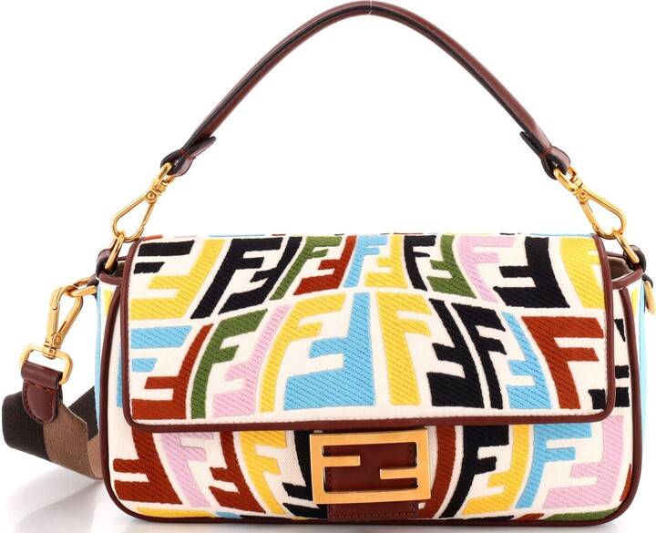 Fendi Baguette Bag In FF Motif Canvas Multicolor