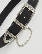 Thumbnail for your product : ASOS Leather Western Drop Chain Waist And Hip Belt