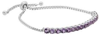 Amanda Rose Collection Gemstone Bolo Style Bracelet In Sterling Silver, Choice Of Amethyst, Blue Topaz Or Peridot