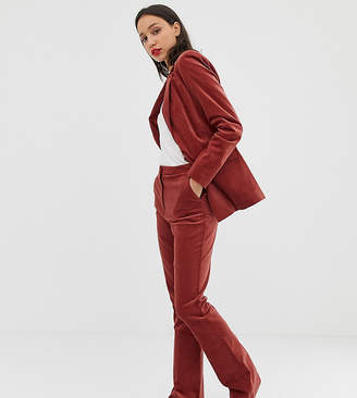 ladies red velvet trouser suit
