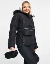 Thumbnail for your product : I SAW IT FIRST Missguided MSGD Sports Ski jacket with mittens and bum bag in black
