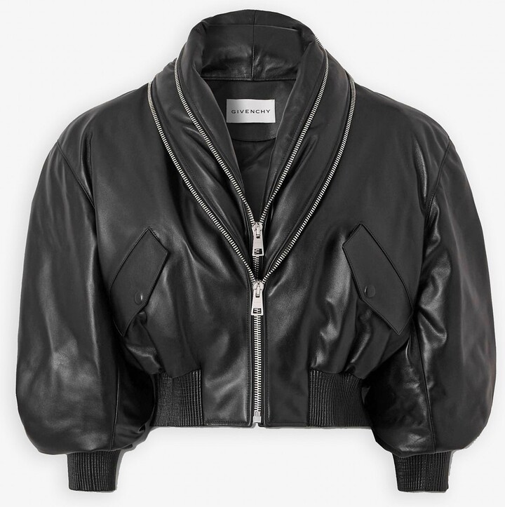 Givenchy Zipped black leather bomber jacket