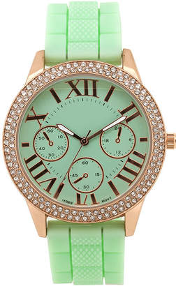 JCPenney FASHION WATCHES Womens Crystal-Accent Multifunction-Look Silicone Strap Watch