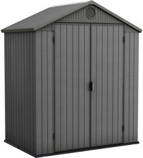 Keter Darwin 6x4 ft. Durable Resin Outdoor Storage Shed With Floor and Double Doors for Garden Patio Furniture and Tools, Graphite
