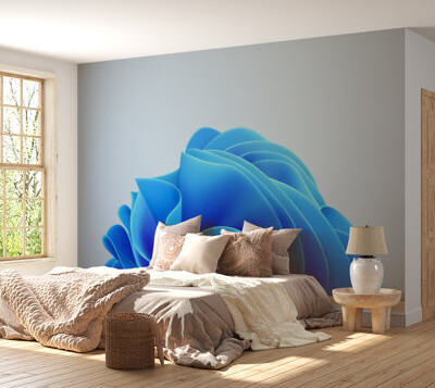 Orren Ellis Premium Wallpaper Wall Mural - Blue Abstract Layers