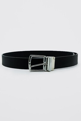 boohoo Faux Leather Reversible Textured Belt