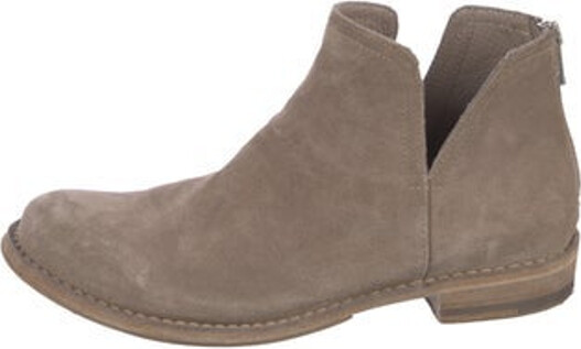 Officine Creative Suede Ankle Chelsea Boots Neutrals Round-Toes Exposed Zip Closure at Ankles