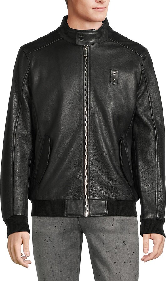 Karl Lagerfeld Paris Leather Bomber Jacket - ShopStyle