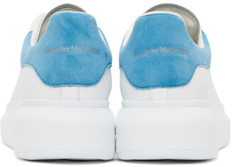 Alexander McQueen SSENSE Exclusive White & Blue Suede Tab Oversized Sneakers