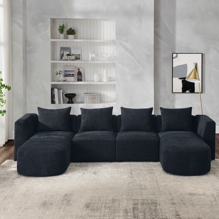 GREATPLANINC U Shape Sectional Sofa with 2 Lounge Chaises, DIY