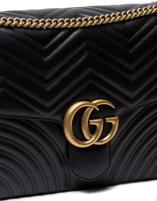 Gucci Black GG Marmont large leather shoulder bag