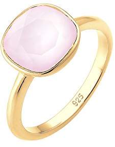 Elli ElliWomen's 925 Sterling Silver Xilion Cut Swarovski Crystal Gold Plated Ring, Size P