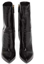 Thumbnail for your product : Valentino Ringstud Creased Patent-leather Ankle Boots - Womens - Black