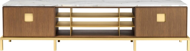 Ghidini 1961 Zuan Living Cabinet With Satin Brass Legs & Calacatta Marble By Paolo Rizzatto