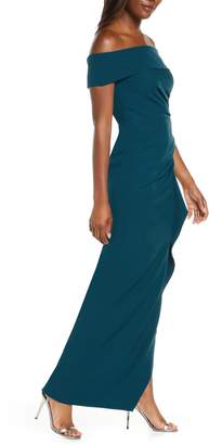 Vince Camuto Off the Shoulder Crepe Column Gown