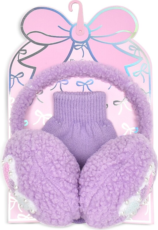 OMG Accessories Girls' Butterfly Earmuffs & Gloves Set - Big Kid