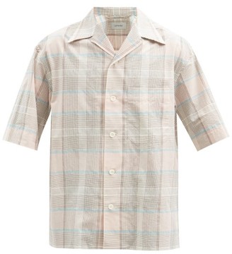 Lemaire Cuban-collar Check Cotton Short-sleeved Shirt - Pink Multi