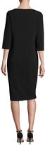 Thumbnail for your product : Joan Vass 3/4-Sleeve Textured Slim Dress, Black
