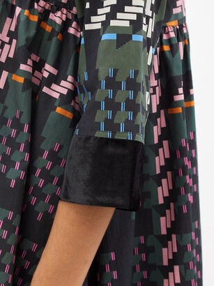Biyan Leighton Geometric-print Cotton-blend Midi Dress