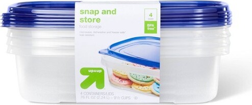 Snap And Store Medium Rectangle Food Storage Container - 4ct/76oz