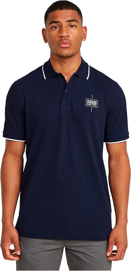 G Star G-STAR Men's Chest Logo Striped Polo Short Sleeve Shirt